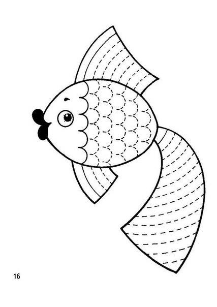 Розмальовки Штрихування для дітей риба