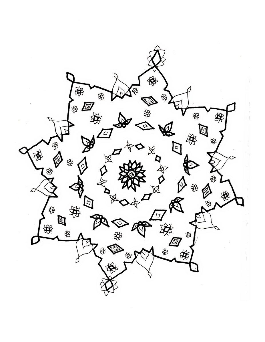Розмальовки сніжинки сніжинка з трикутними краями
