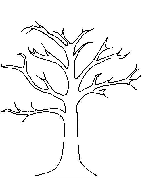 Розмальовки Дерева для вирізання з паперу дерево з товстим стовбуром без листя для виробів