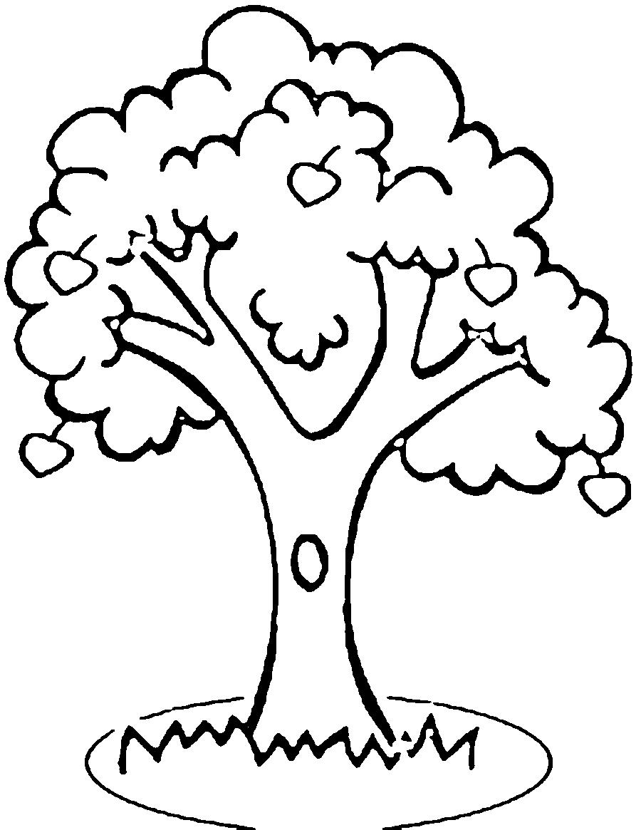 Розмальовки Дерева для вирізання з паперу яблуня і яблука для вирізання