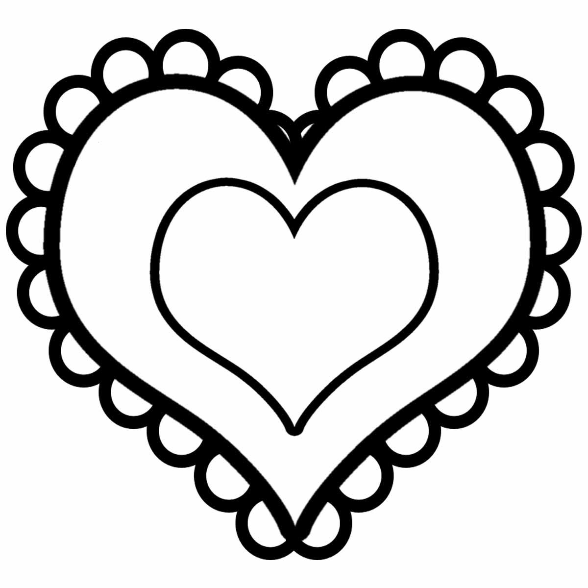 Coloring templates for cutting out hearts  double heart with lace for cutting paper