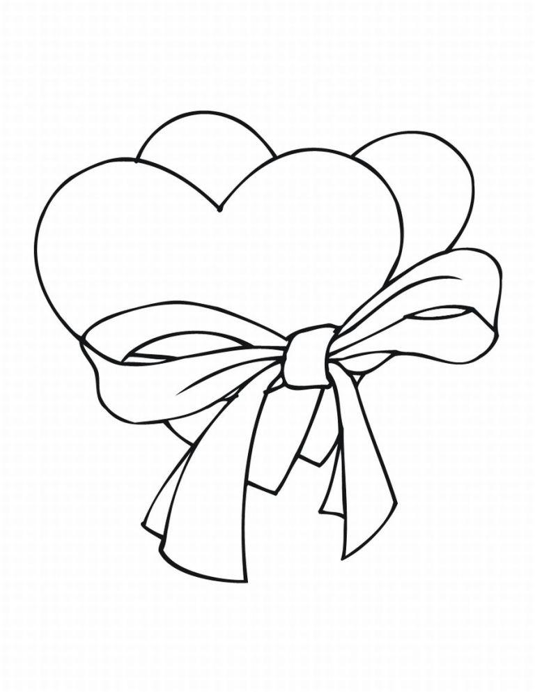 Coloring out heart with a ribbon for cutting paper