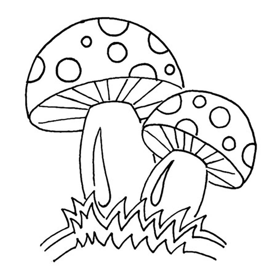 Розмальовки шаблон гриба мухомори для вирізання з паперу, контури, шаблони