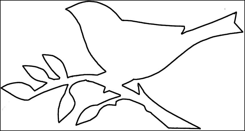 Розмальовки Контури птахів пташка контур для вирізання з паперу, шаблон