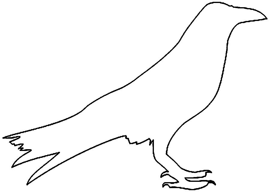 Розмальовки Контури птахів ворон контур, птиця контур для вирізання з паперу