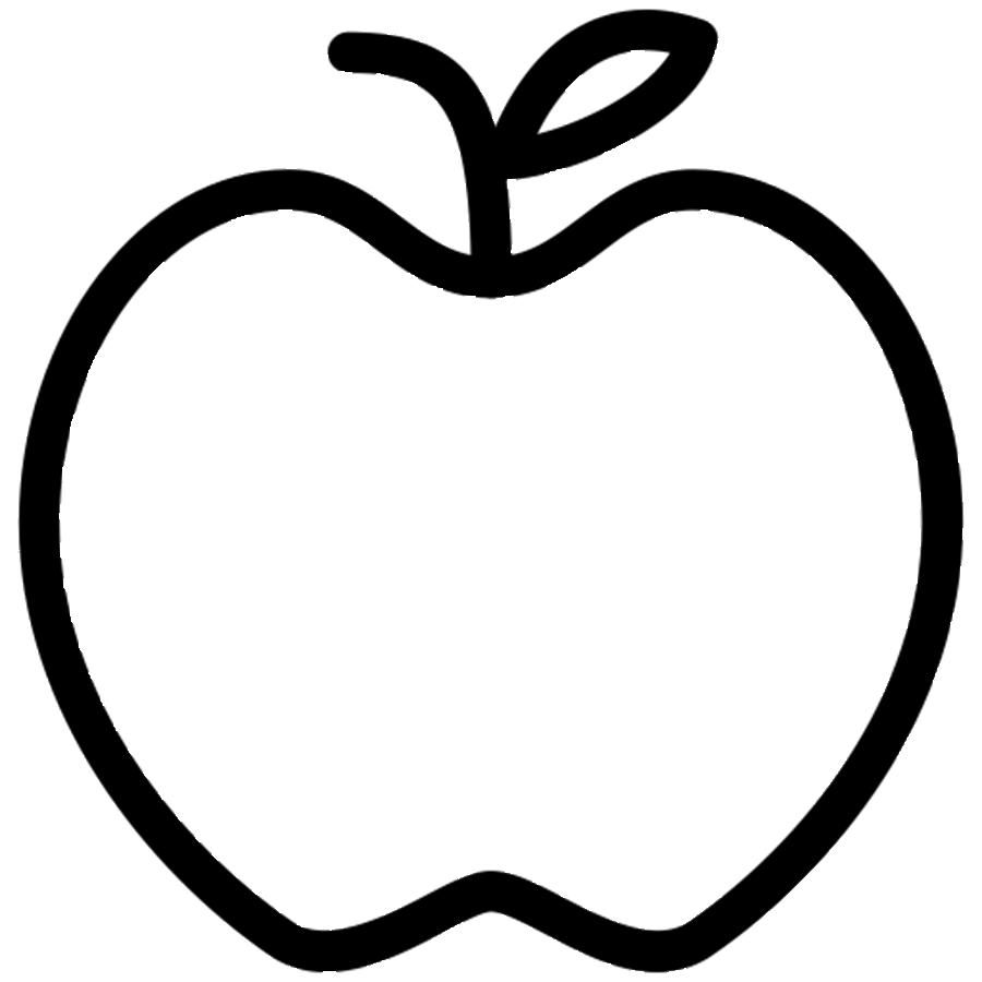 Розмальовки фрукти та овочі яблуко контур, фрукти контур для вирізання з паперу