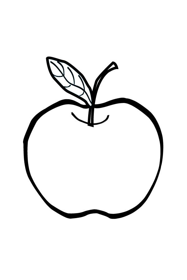 Розмальовки фрукти та овочі яблуко контур для вирізання з паперу, шаблон