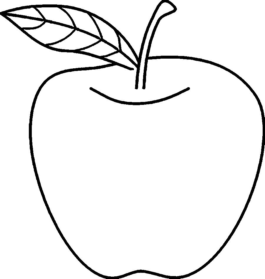 Розмальовки фрукти та овочі яблуко контур для вирізки з паперу, шаблон