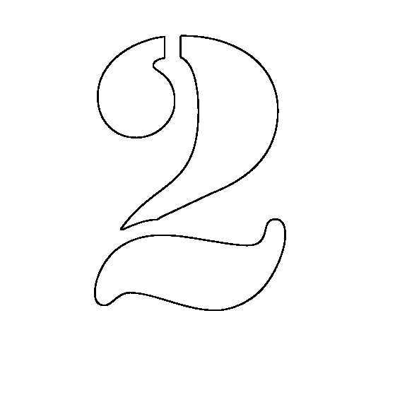 Розмальовки цифри цифра 2 контур, трафарет для вирізання з паперу