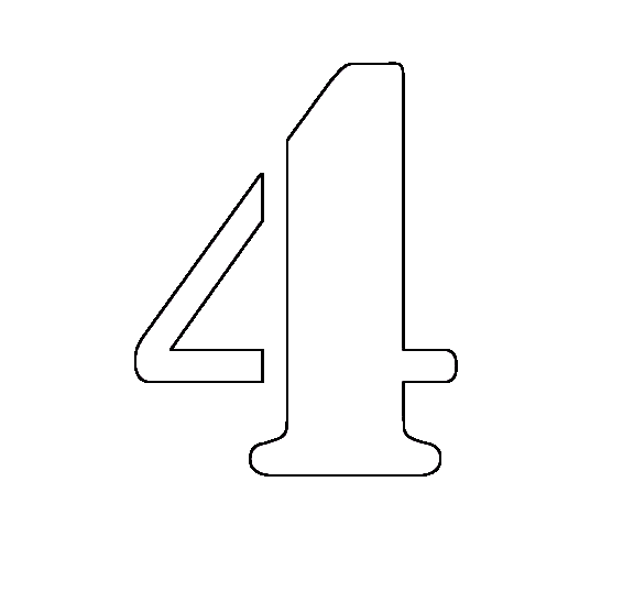 Розмальовки цифри цифра 4 трафарет для вирізання з паперу, контур