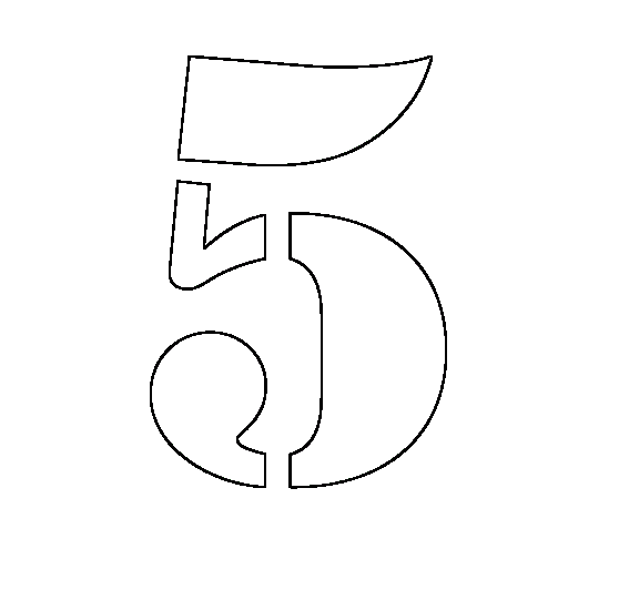 Розмальовки цифри цифра 5 трафарет для вирізання з паперу, контур