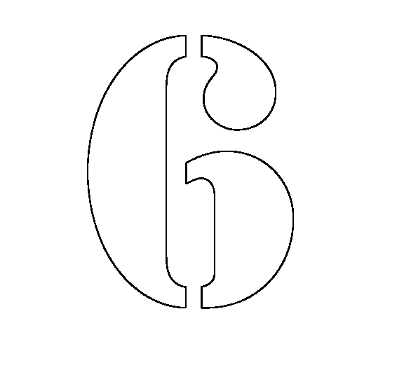 Розмальовки цифри цифра 6 трафарет для вирізання з паперу