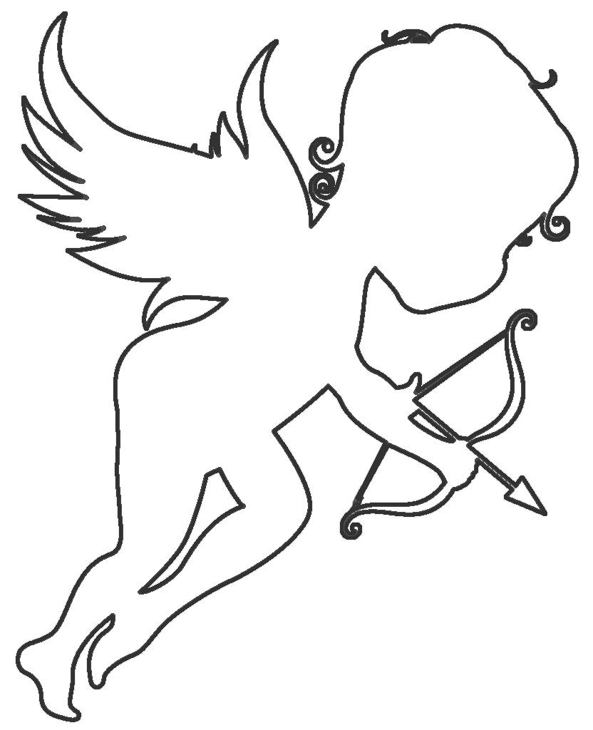 Розмальовки Ангел янголятко зі стрілкою контур для вирізання з паперу