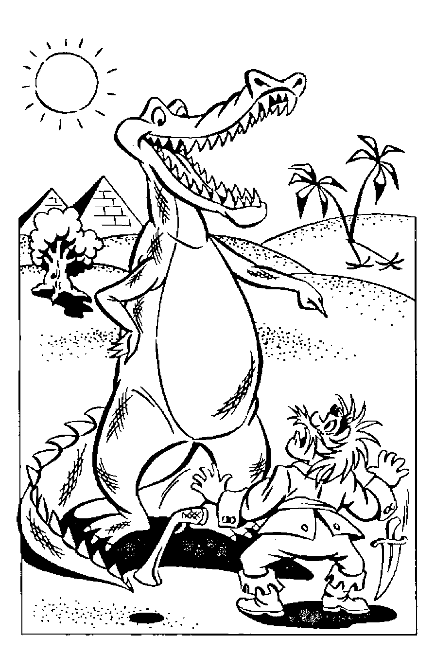 Coloring free Crocodile Chukovskij coloring pages for children, free download