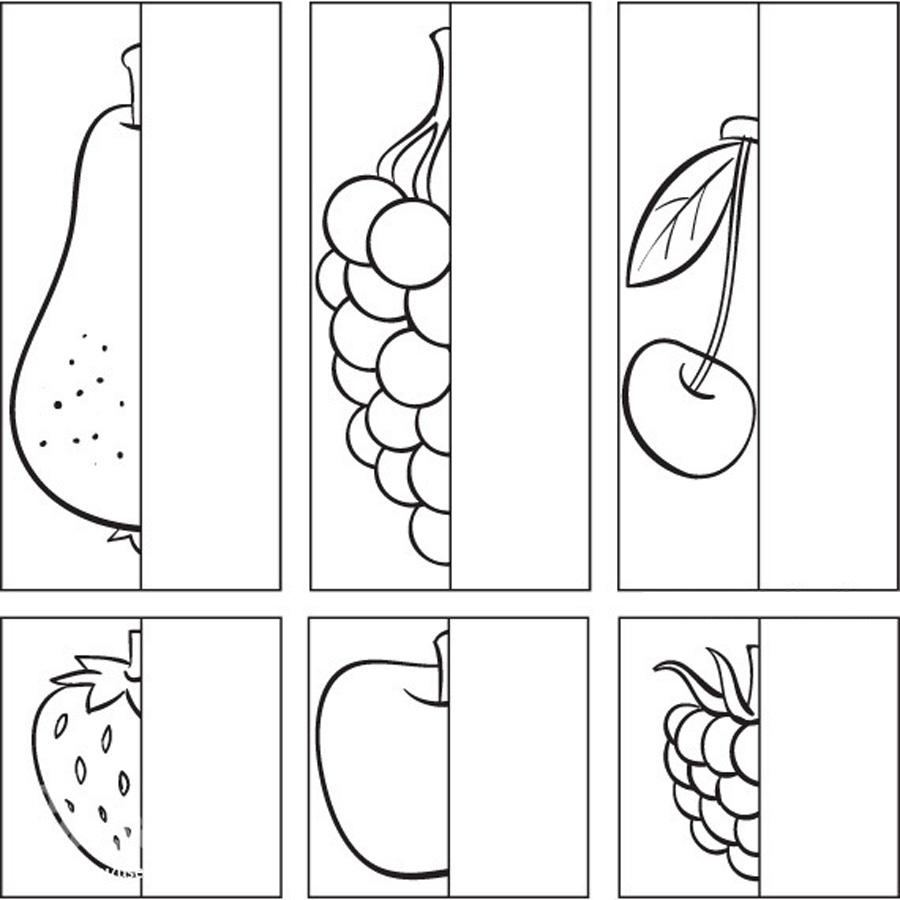 Розмальовки домалюй по клітинках Дорисуй половинку фруктів