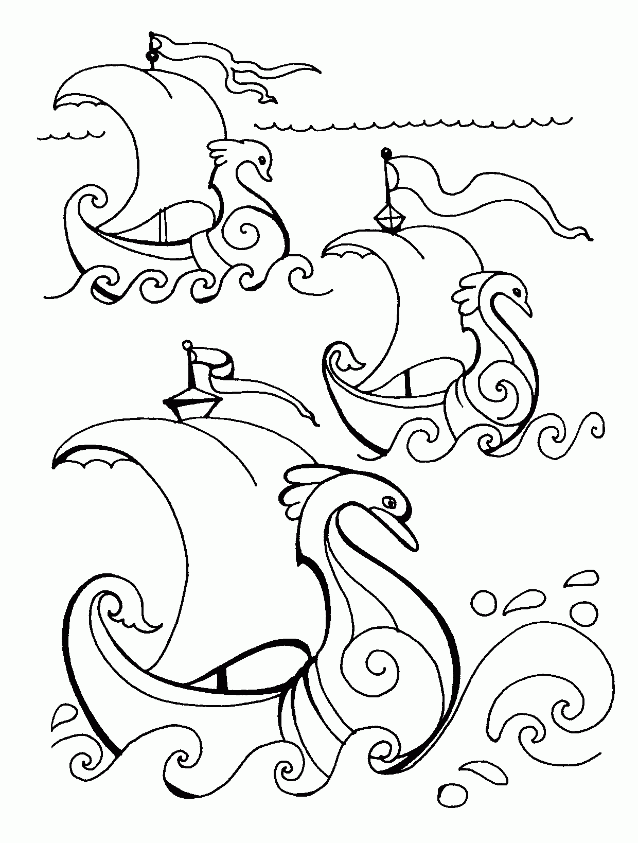 Розмальовки Розфарбування по skazke царя Салтана кораблі, море, Казка про царя Салтана