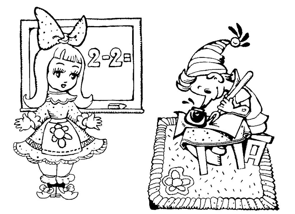 Розмальовки розмальовки для дітей за казками Мальвіна вчить буратіно ручка чернило зошит дошка приклад   