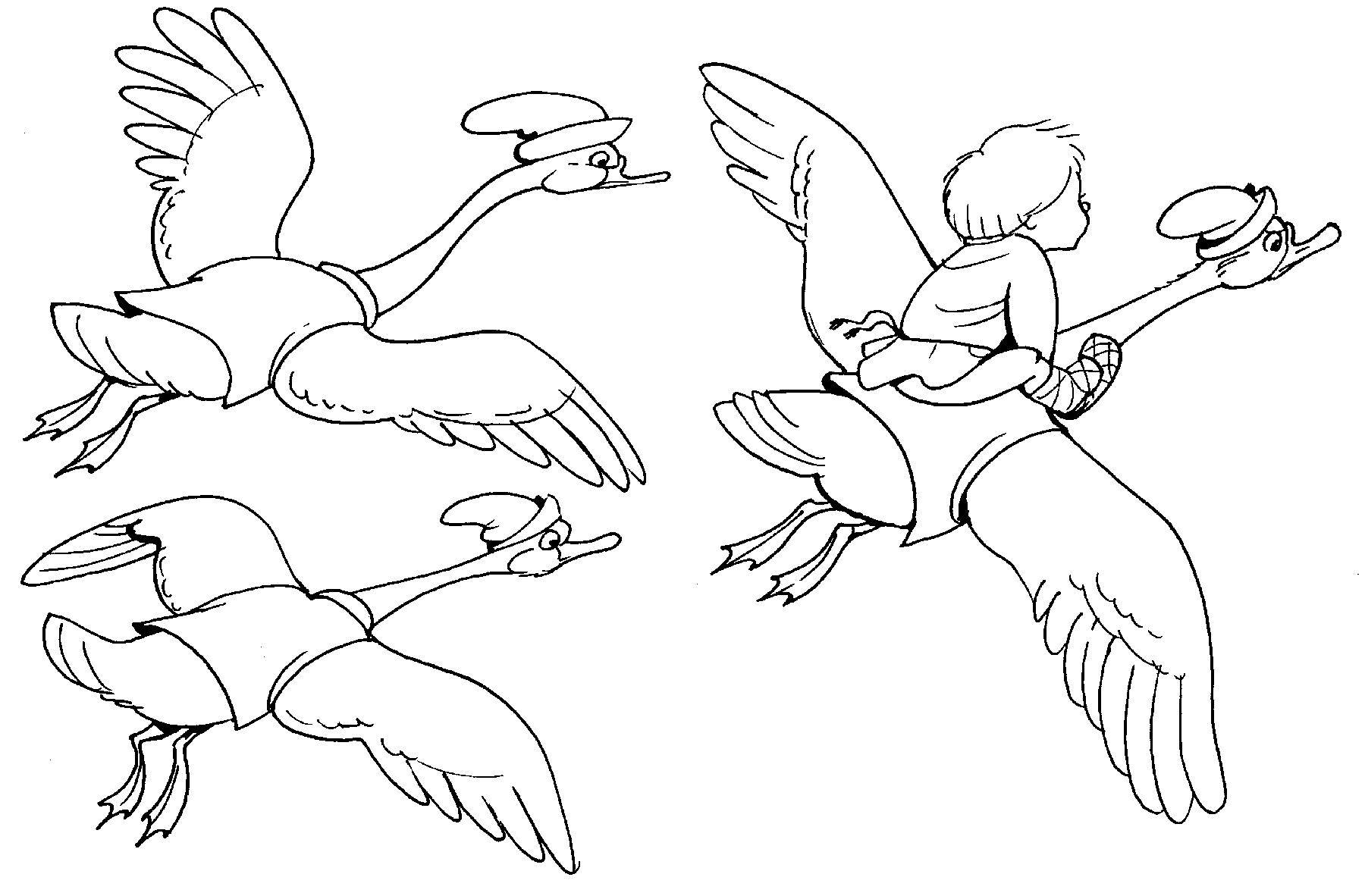 Розмальовки казках гуси-лебеді забирають братика, розфарбування казка