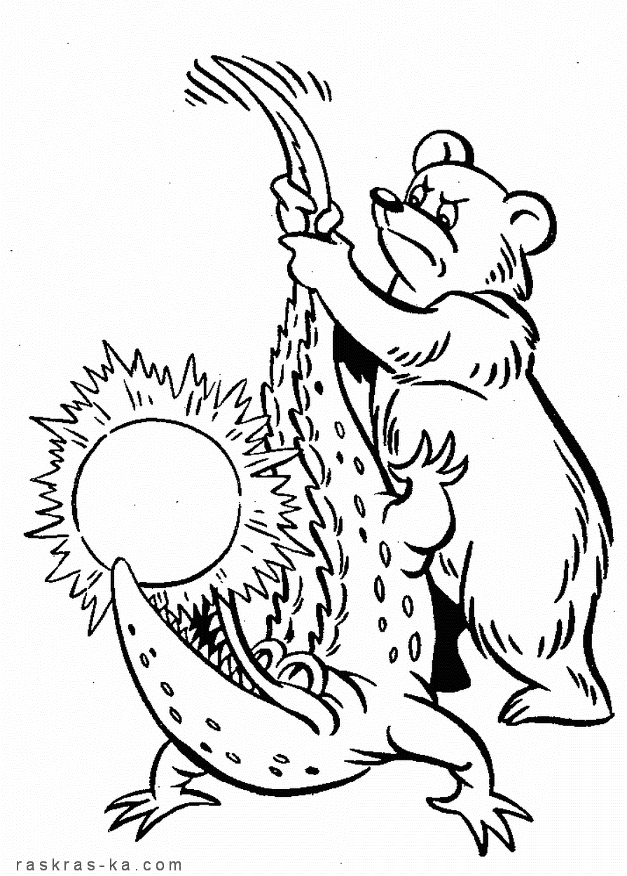 Розмальовки казка Казка крадене сонце ведмідь витягує з крокодила сонце