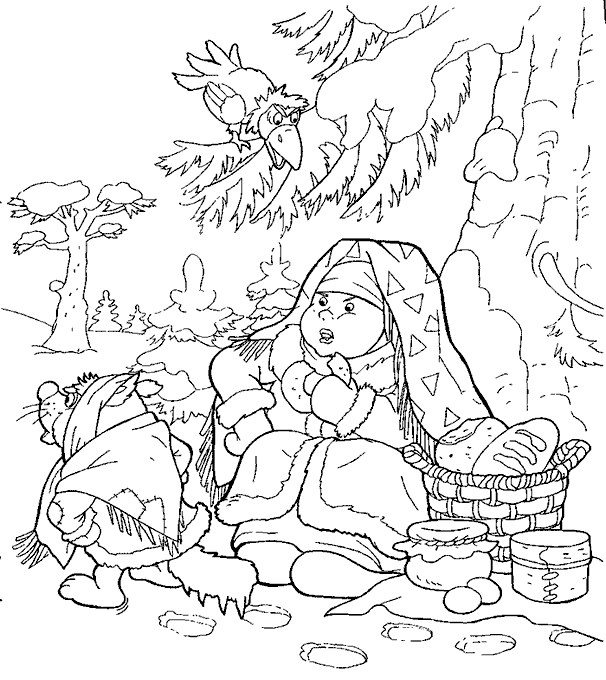 Розмальовки розмальовки до казки морозко донька мачухи під ялинкою, морозко завантажити безкоштовно