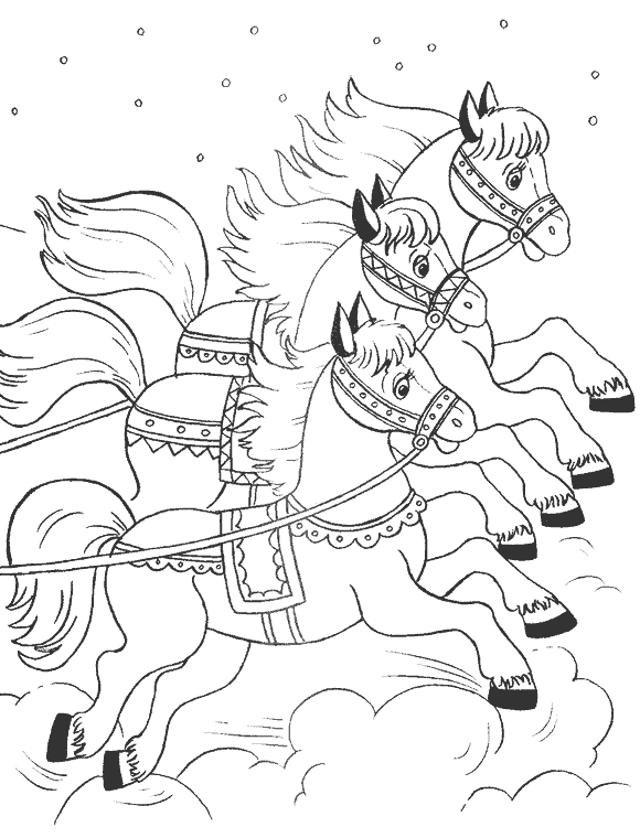 Розмальовки розмальовки до казки морозко трійка коней, Морозка казка розфарбування