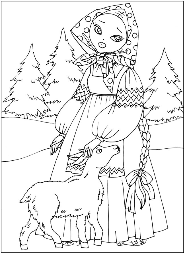Coloring coloring pages the fairy tale Alyonushka and brother Ivanushka Alenka and kid, Sister Alyonushka and brother Ivanushka coloring pages books, fairy tale