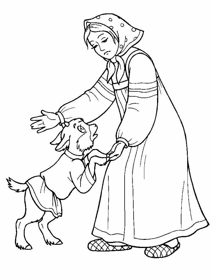 Coloring coloring pages the fairy tale Alyonushka and brother Ivanushka Sister Alyonushka and kid, Sister Alyonushka and brother Ivanushka, coloring pages on the story