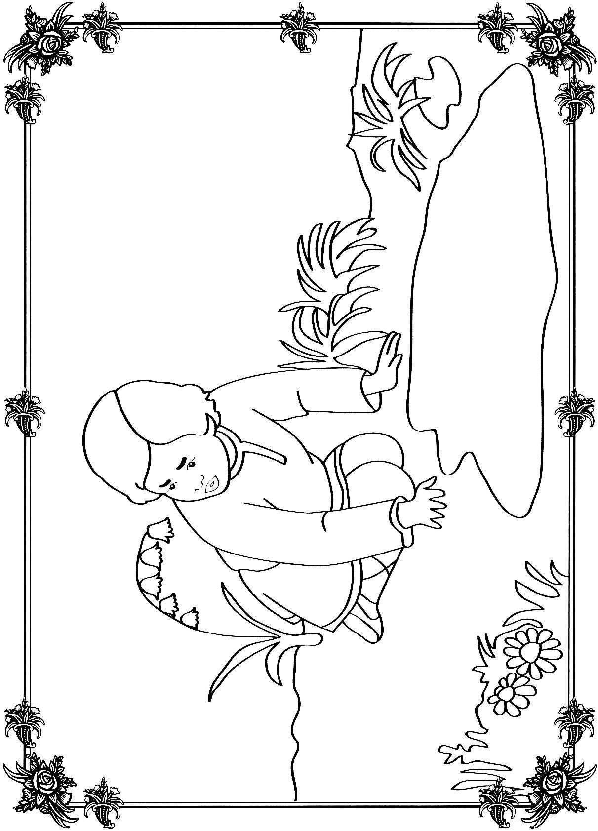 Coloring coloring pages the fairy tale Alyonushka and brother Ivanushka Ivan puddles near the tale Sister Alyonushka and brother Ivanushka