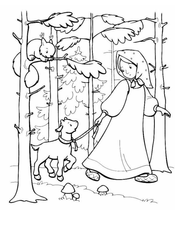 Coloring coloring pages the fairy tale Alyonushka and brother Ivanushka Alenka is a kid, fairytale Sister Alyonushka and brother Ivanushka