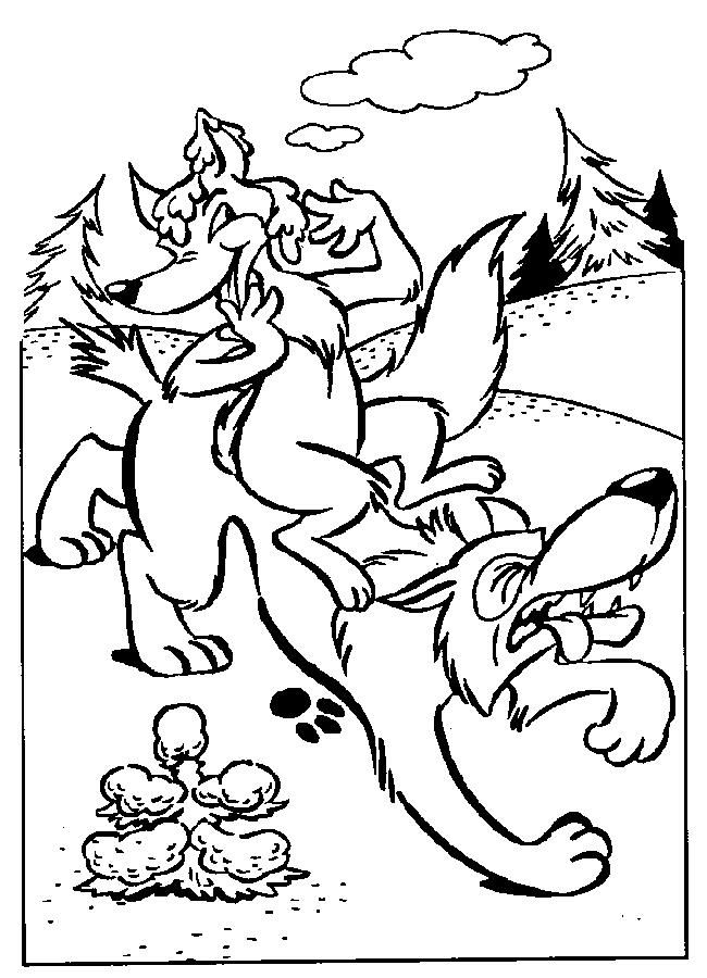 Розмальовки розмальовки для дітей за казками Лисичка сестричка їде верхи на вовку і вовку це не подобається