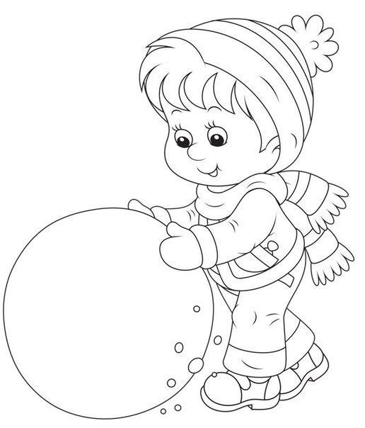 Розмальовки хлопчик Сніг, зима, сніговик