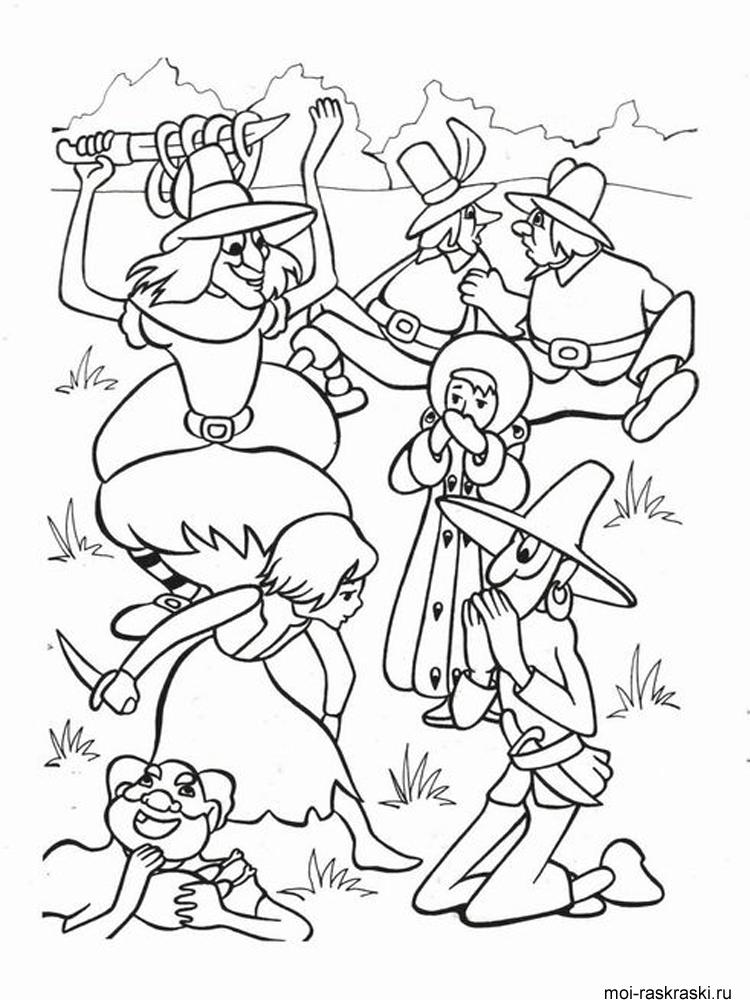 Раскраски раскраски для детей по сказкам Разбойники из сказки Снежная королева пугают Герду