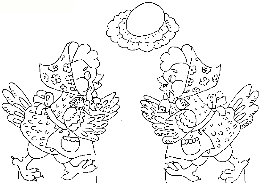 Раскраски раскраски для детей по сказкам Две курочки рябы идут навстречу друг другу